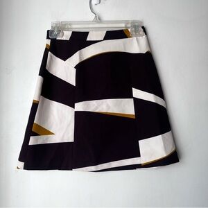 Zara Navy White Olive Abstract Pattern Mini Skirt XS
